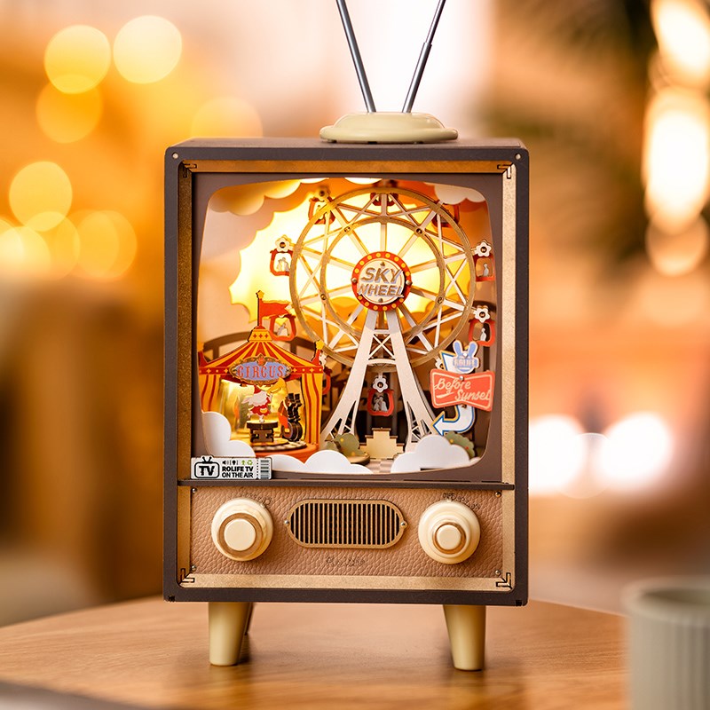 rolife若来日落游乐园音乐盒八音盒旋转摩天轮diy手工情人节礼物