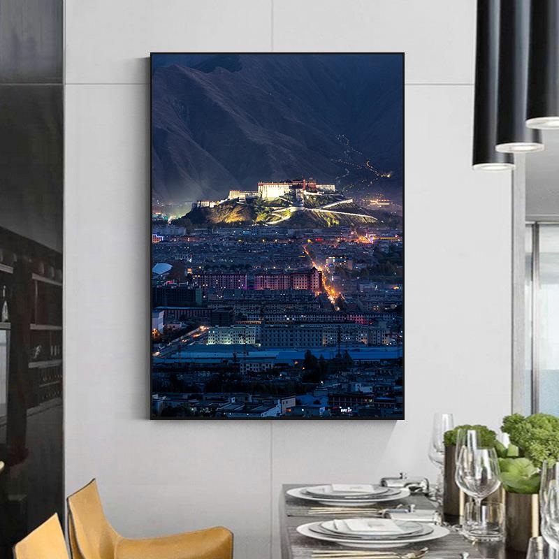 客画厅装饰画轻奢大气沙发店背景墙画西藏风景挂玄关山水酒GOS挂