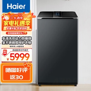 海尔XQS100-MBED686免清洗双动力直驱变频双智投HP除菌波轮洗衣机