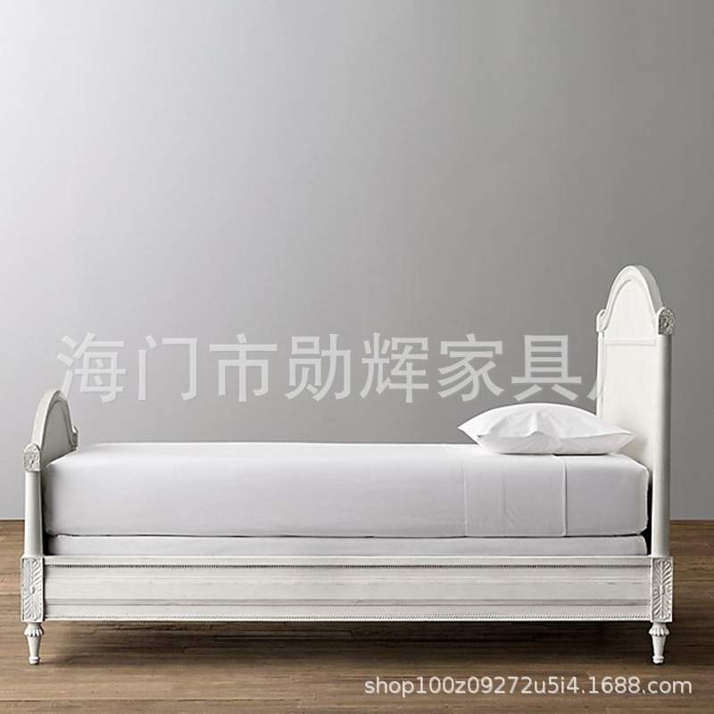 美式雕花儿童床简约现代软包复古做旧实木床