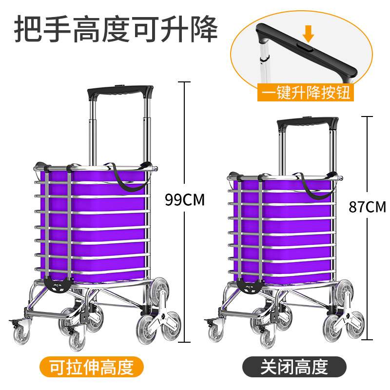 菜篮子铝合金手拉车小拖车折叠购物车拿快递小推车小拉车带刹车