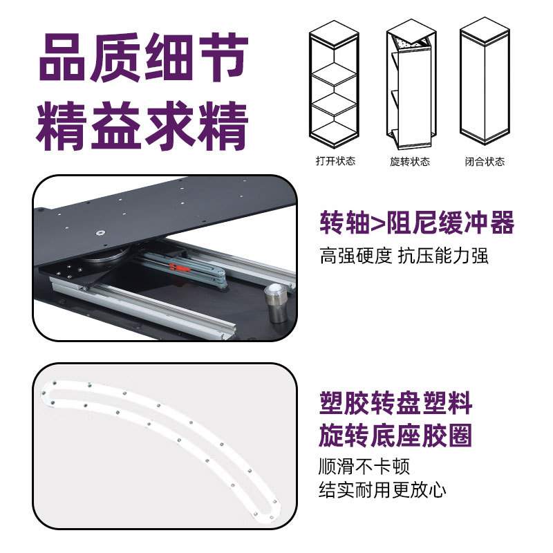 柜体旋转180°回旋镖滑轨配件高端展示柜翻转180°旋转