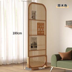 中式复古杂志架隔断屏风沙发边客厅入户遮挡正对门玄关可移动藤编