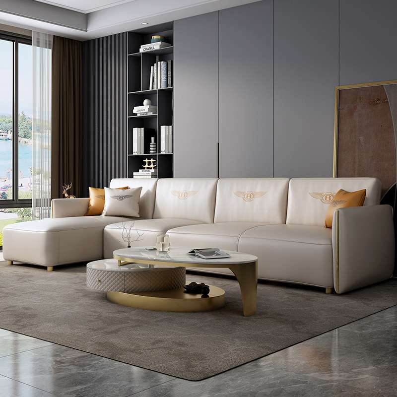 北欧轻奢真皮沙发后现代简约客厅大小户型单双人三人贵妃组合沙发