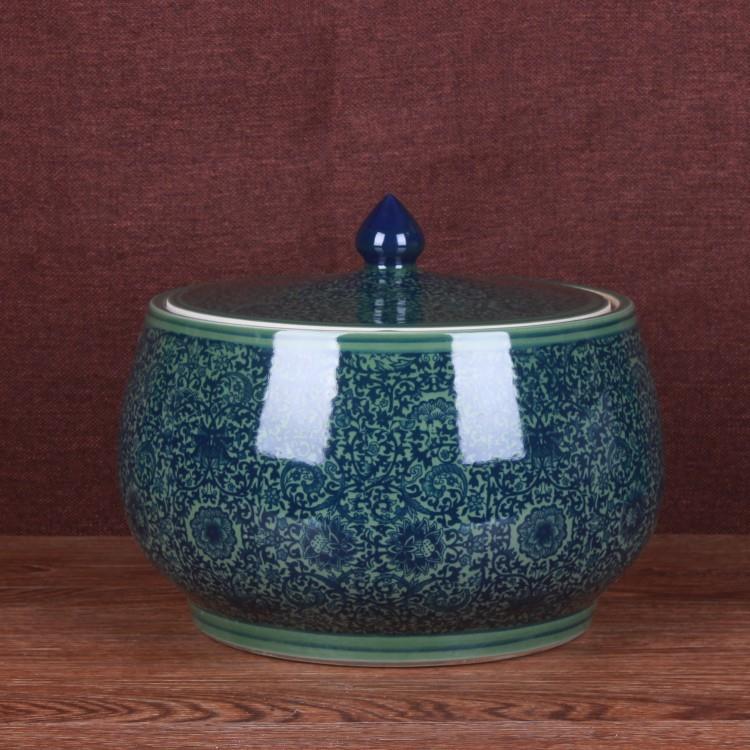 陶瓷米缸仿古青花瓷陶瓷坛子罐子腌菜缸家居储物缸带盖20斤40斤装