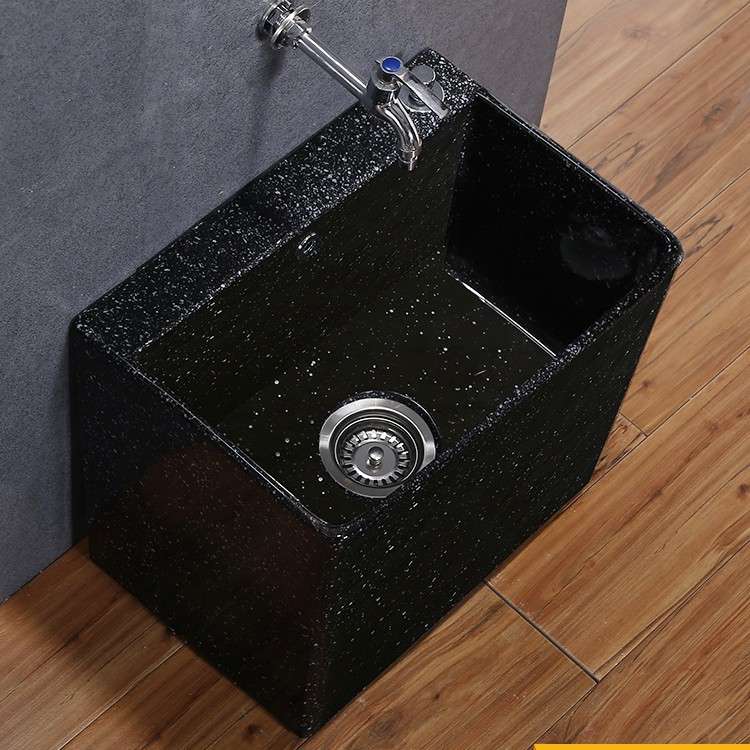 cs欧式艺术洗拖把池槽小号黑色拖布池陶瓷阳台落地式家用地盆卫生