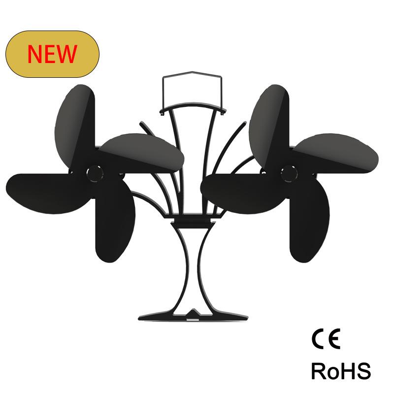 热动力壁炉风扇真火燃木壁炉扇双4叶取暖炉煤油炉风扇双电机