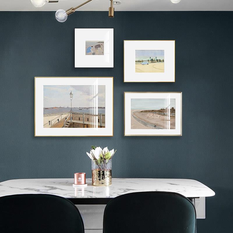 北欧组合客厅装饰画卧室床头壁画餐厅画轻奢美式铝合金画直销