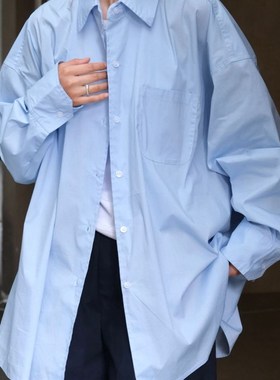 速发蓝懒overs简ze慵色松弛感翻领新款韩版i约宽松外搭上衣