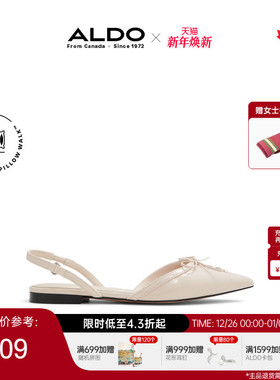 ALDO后空凉鞋优雅气质平跟蝴蝶结女士法式芭蕾鞋蝴蝶结ASKS24B36