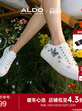 ALDO女士休闲运动鞋2025秋季新款蝴蝶水钻百搭平底透气ASSS25B93