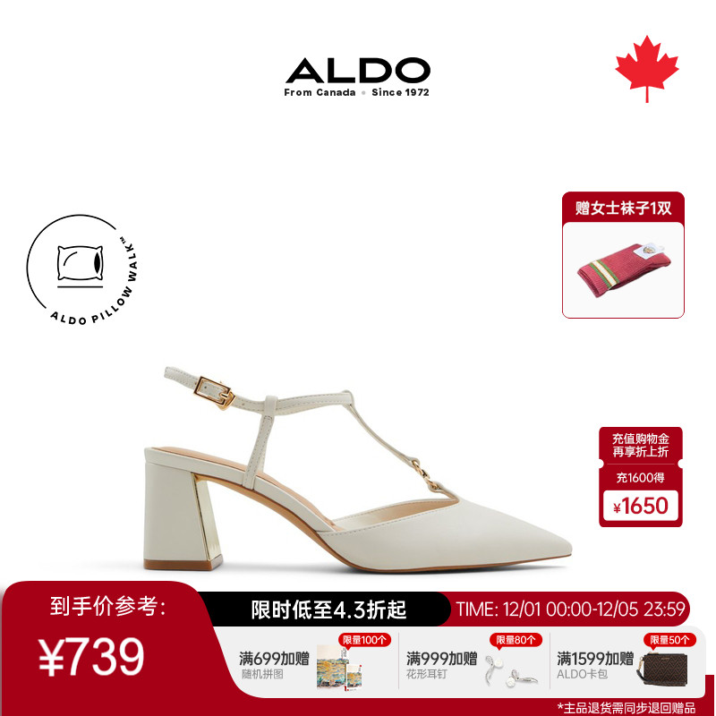 ALDO夏季新款粗中跟后空凉鞋尖头