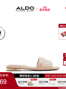 ALDO凉拖鞋夏季新款圆头时尚简约通勤小香风格纹平跟女ALGS24A43