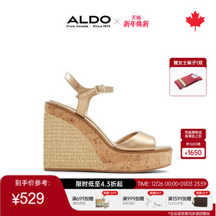 ALDO女士凉鞋 大气质感耐穿轻奢ALGS24A89 亮面厚底坡跟编织时尚