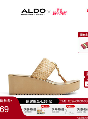 ALDO女士凉拖鞋时尚百搭外穿松糕厚底坡跟夹趾沙滩凉鞋ALGS25A97