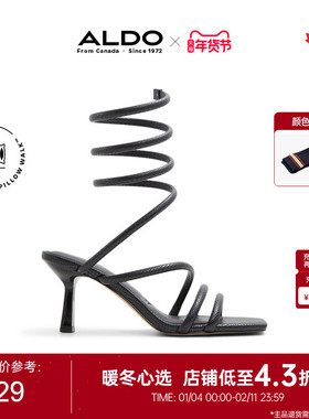 ALDO罗马凉鞋平头脚腕绊带性感气质细高跟女士优雅绑带ALHS24A74