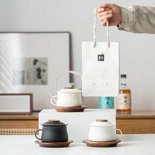 茶咖杯情侣水杯牛奶杯带杯垫 复古创意陶瓷办公泡茶杯带盖一体式