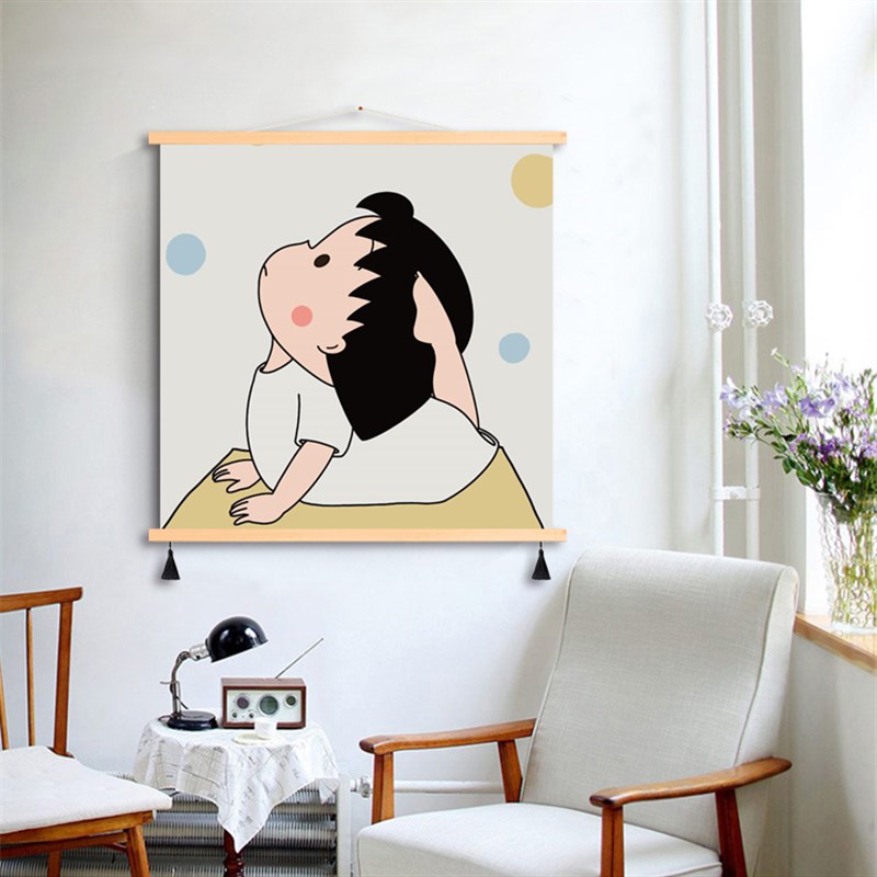 现货速发瑜伽孩简约可爱系装饰画卧室儿童房间沙发墙面布艺挂画图片