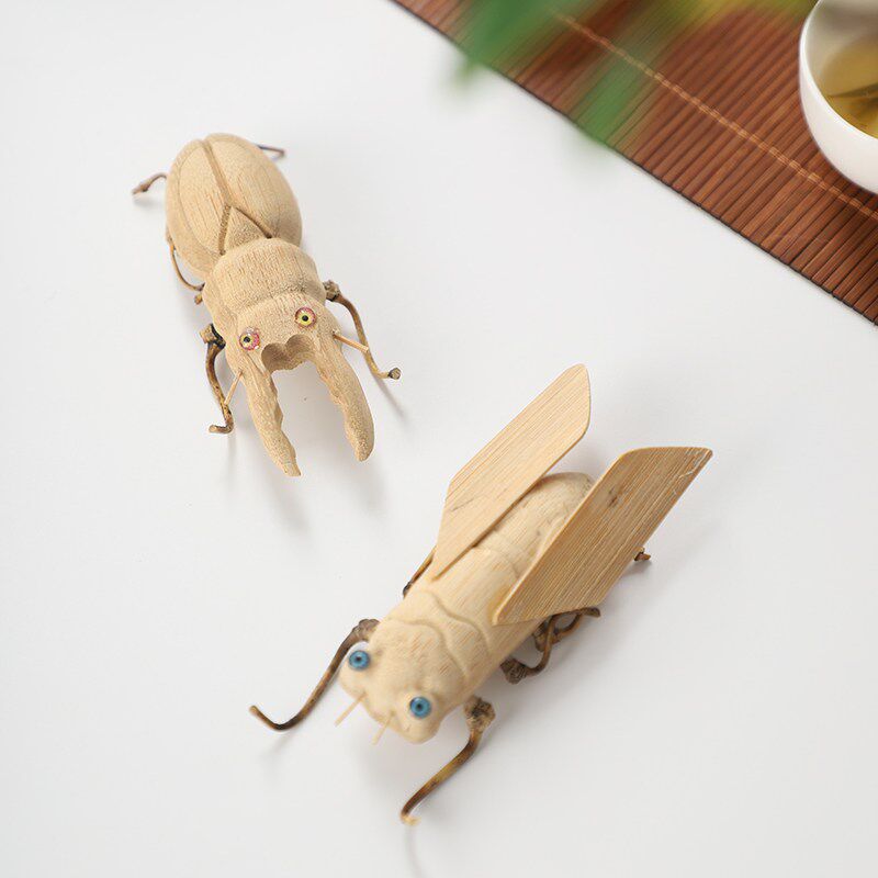 速发竹子制作昆虫小摆件手工创意趣味国风文艺茶桌茶室装饰品儿童
