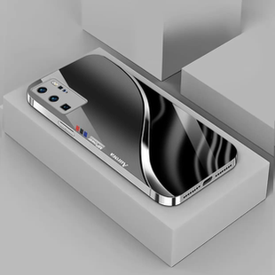 渐变晕染金属漆玻璃壳适用华为p40Pro手机壳新款时尚简约高档p50/40后盖硅胶包边防摔裸机手感pura70手机套男