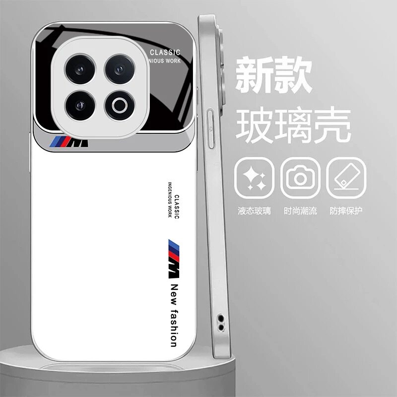 简约宝马玻璃壳适用iQOO13手机壳新款简约高级感iQOOneo9外壳时尚商务iQOOneo8全包防摔好看手机套男款