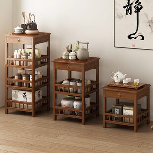 柜茶几新款 茶台 边几实木置物架非多功能家用小型新中式 茶叶落地式