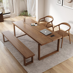 松木会议桌书桌洽谈桌实木办公桌家用客厅工作台电脑桌茶桌写字桌