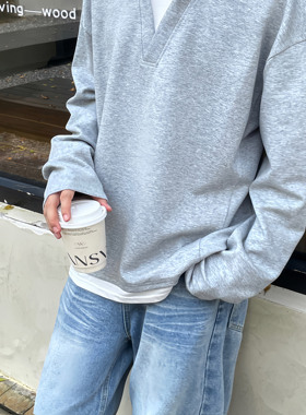 TEN EMPTY灰白假两件长袖T恤百搭松弛感日韩宽松少年感无性别上衣