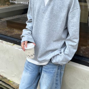 TEN T恤百搭松弛感日韩宽松少年感无性别上衣 EMPTY灰白假两件长袖