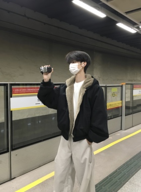 TEN EMPTY重磅秋冬加绒加厚连帽双面穿棉服复古百搭座山雕夹克