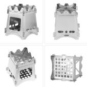 户外不锈钢柴火炉超轻野外露营烧火防风野炊卡片炉便携烧烤炉