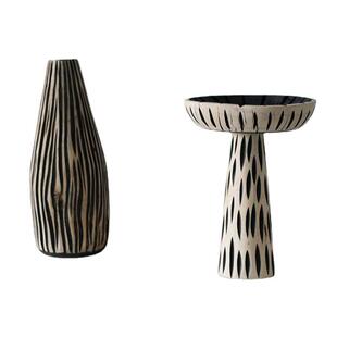 创意复古泡桐果盆泡桐花瓶摆件三角托盘圆盘水果点心盘摆拍道具