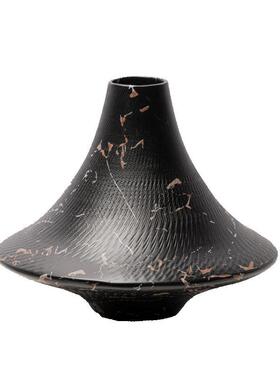 新中式创意圆形肌理仿大理石纹花瓶软装样板房餐桌面插花器装饰品