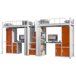 学生宿舍床上床下桌组合床铁艺双层床书桌柜单人连体公寓床