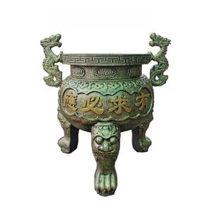 寺庙大型焚烧插香炉拜佛宗祠堂铸铁圆形平口三足鼎土地庙道观室外