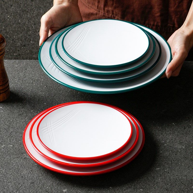 速发2子胺5密2餐具盘0圆形商用餐厅饭店炒菜餐盘炒饭炒粉仿瓷塑料