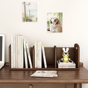 速发书桌置纳收物架家用桌面书架实木飘窗书架办公桌上分层书立储