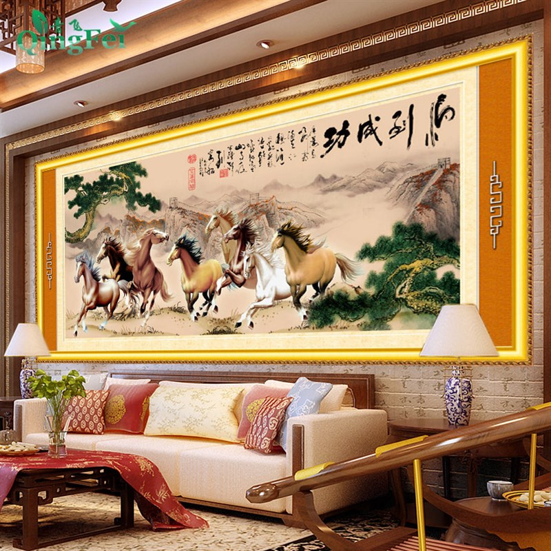 速发国画马到成马八骏图新客厅2八八功图米匹马有画