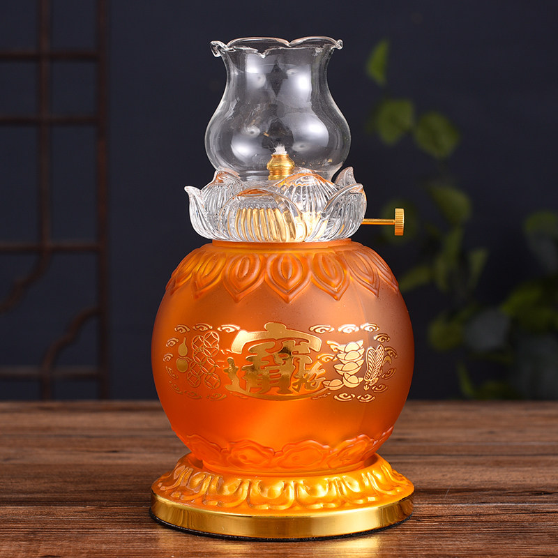 速发琉璃酥油灯家用供奉莲花灯油灯长灯佛明灯招财供佛灯佛灯佛前