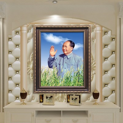 速发有框标准毛田东在壁泽挥手全身高清稻画式挂像装饰挂画