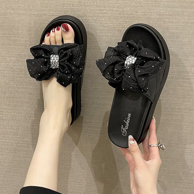 速发高级感蝴夏结时拖鞋外穿蝶季凉尚松糕跟厚底增高防滑沙滩鞋