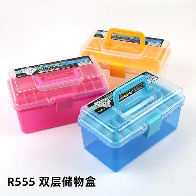 速发美术工具箱多功能画两小号箱层手提式儿童绘画甲学生美小收纳