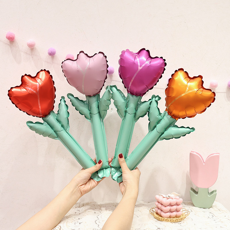 速发教节师学校玫瑰手捧花束气球装饰香场店铺手持郁金商拍照道具