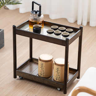 速发茶几客玻家用小户型简约实木小茶台可移动厅璃沙发边几置物架