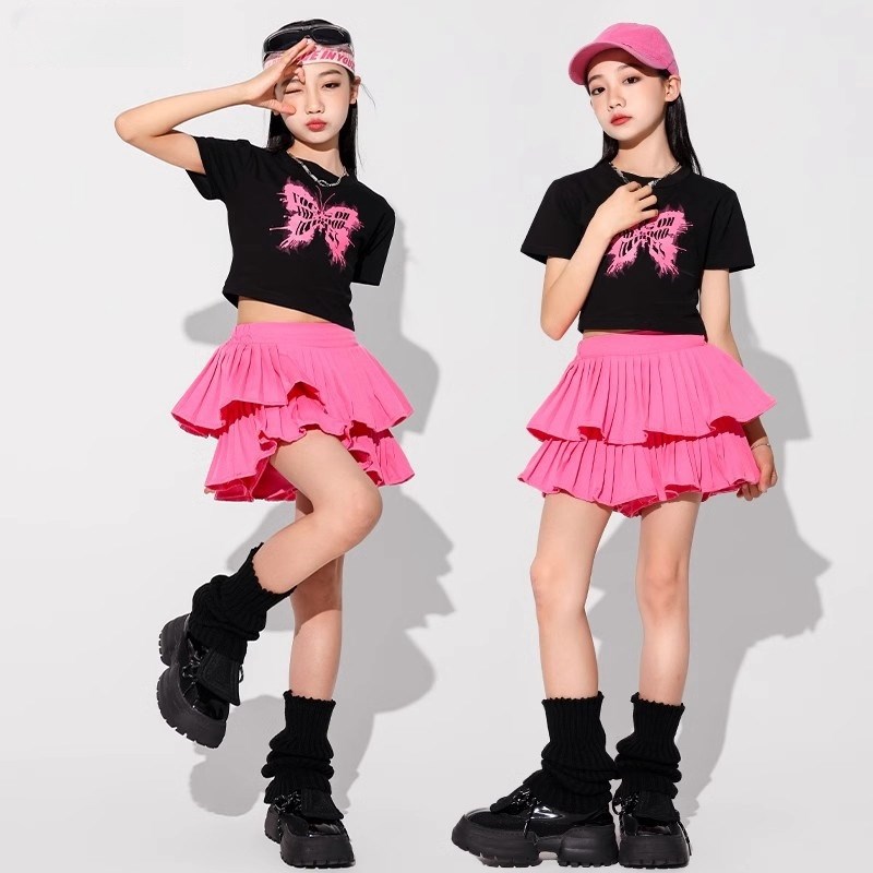 速发少儿爵士舞套装上衣裙子孩J舞zza蹈演出服潮少儿服舞嘻哈街装
