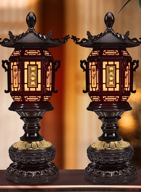 速发合金佛灯莲花灯佛供灯家用插电明古宫灯财佛灯神前供灯长仿灯