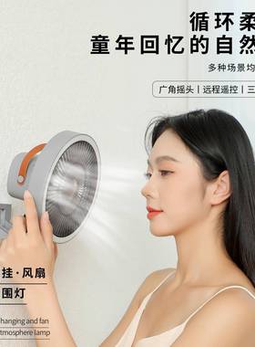 24年新款创意壁挂摇头风扇厨卫家用夜灯桌面遥控摇头便捷式电风