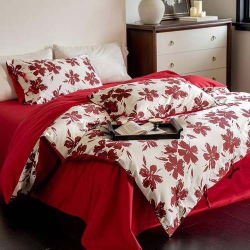 A类100支长绒棉数码印花四件套美式轻奢床品100棉床单被套四件套