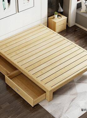 简约榻榻米床实木床板无床头单人床排骨架床架民宿床小户型双人床
