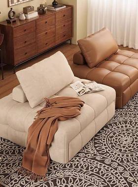 沙发床坐卧两用日系奶油风泡芙小户型多功能可伸缩单人沙发休闲椅